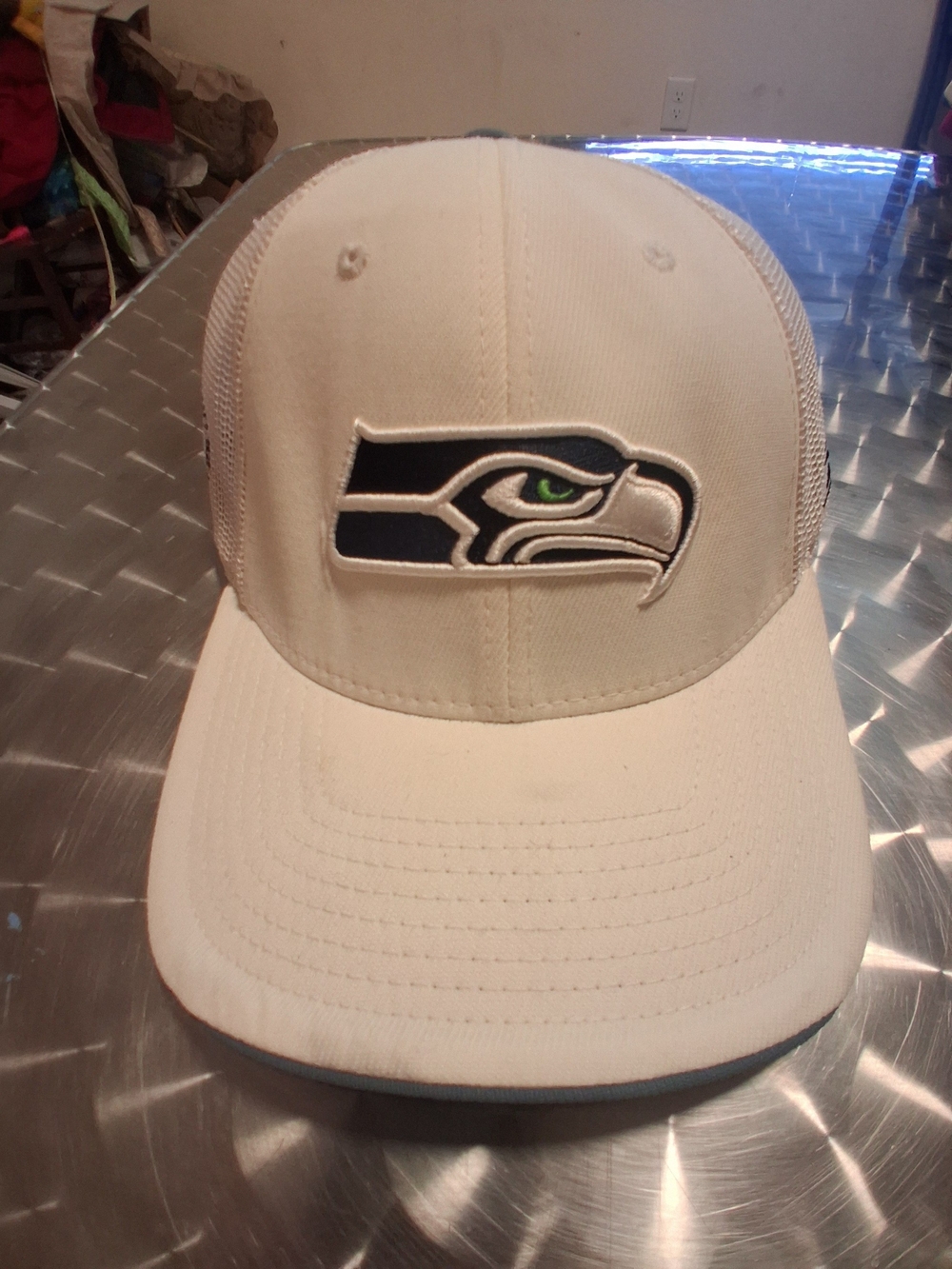 Seattle Seahawks White Mesh Back Trucker Hat
